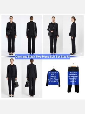 Comrags Black Two Piece Suit Set Size M